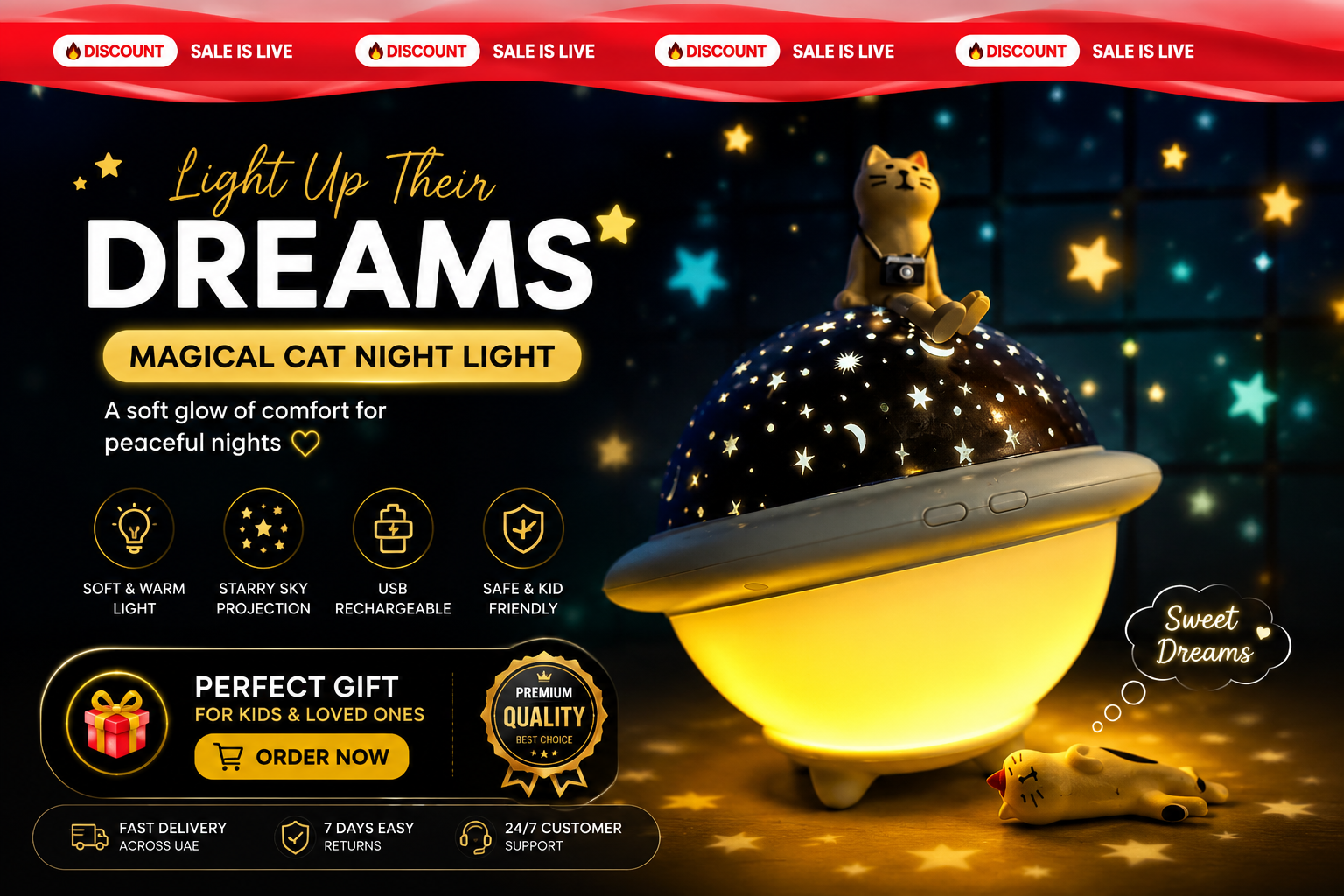 UFO Starry Sky Galaxy Projector Night Light