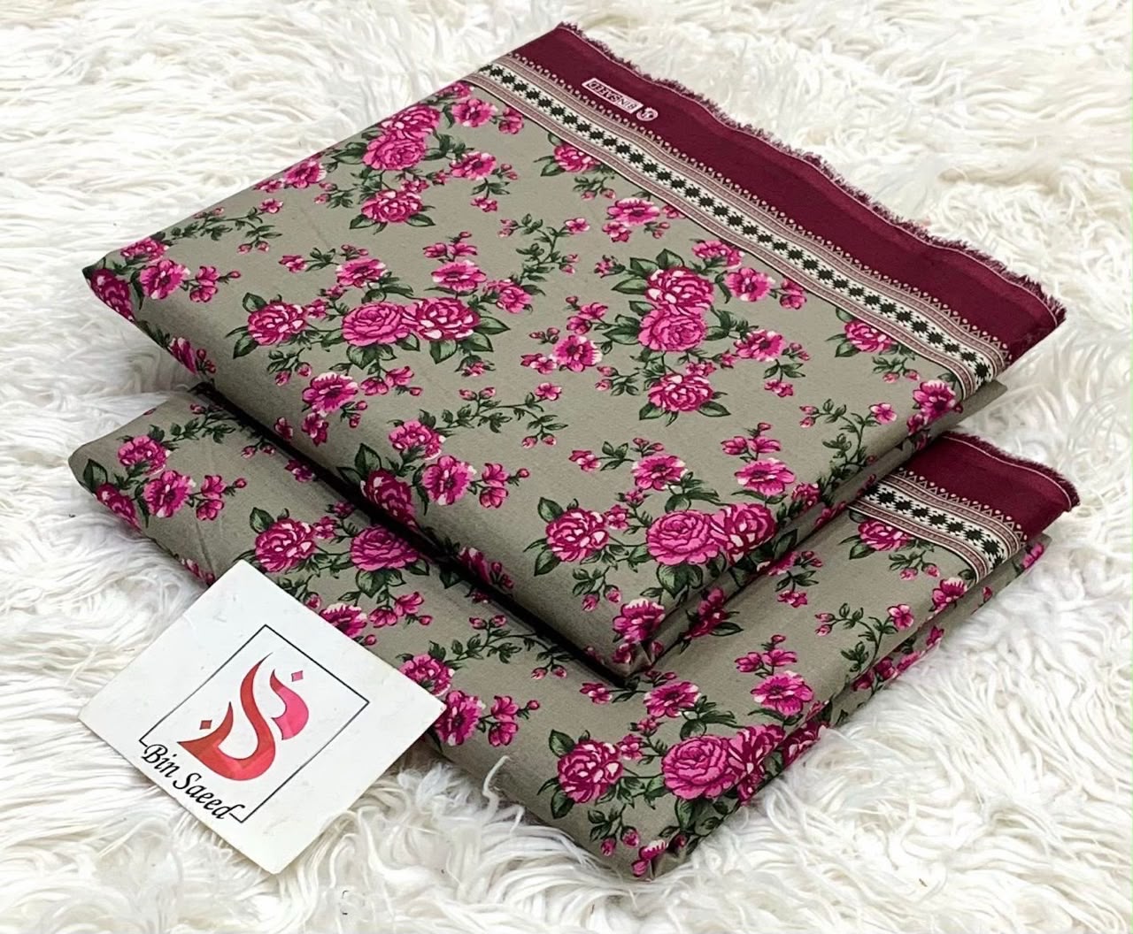 BIN SAEED Allover Lawn 2 Piece Suit – 5 Meter Original Printed Fabric Online Pakistan