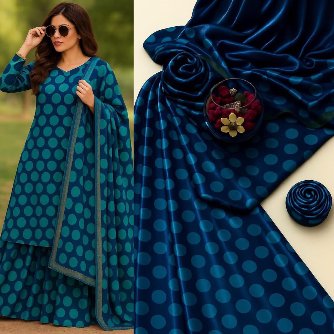 LULUSAR Digital Printed Fancy 3 Piece Shamooz Silk Suit Online Pakistan