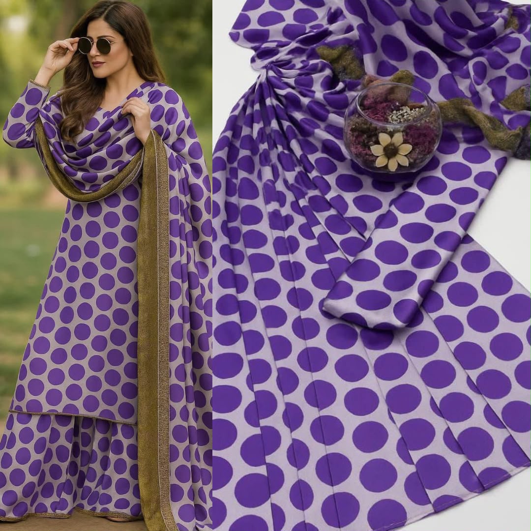 LULUSAR Digital Printed Fancy 3 Piece Shamooz Silk Suit Online Pakistan