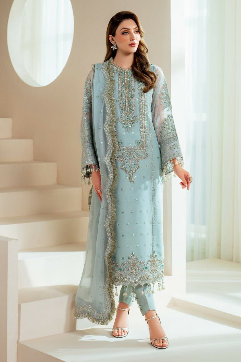 Alizeh Premium Ready to Wear Organza Suit with Silk Trouser Online Pakistan