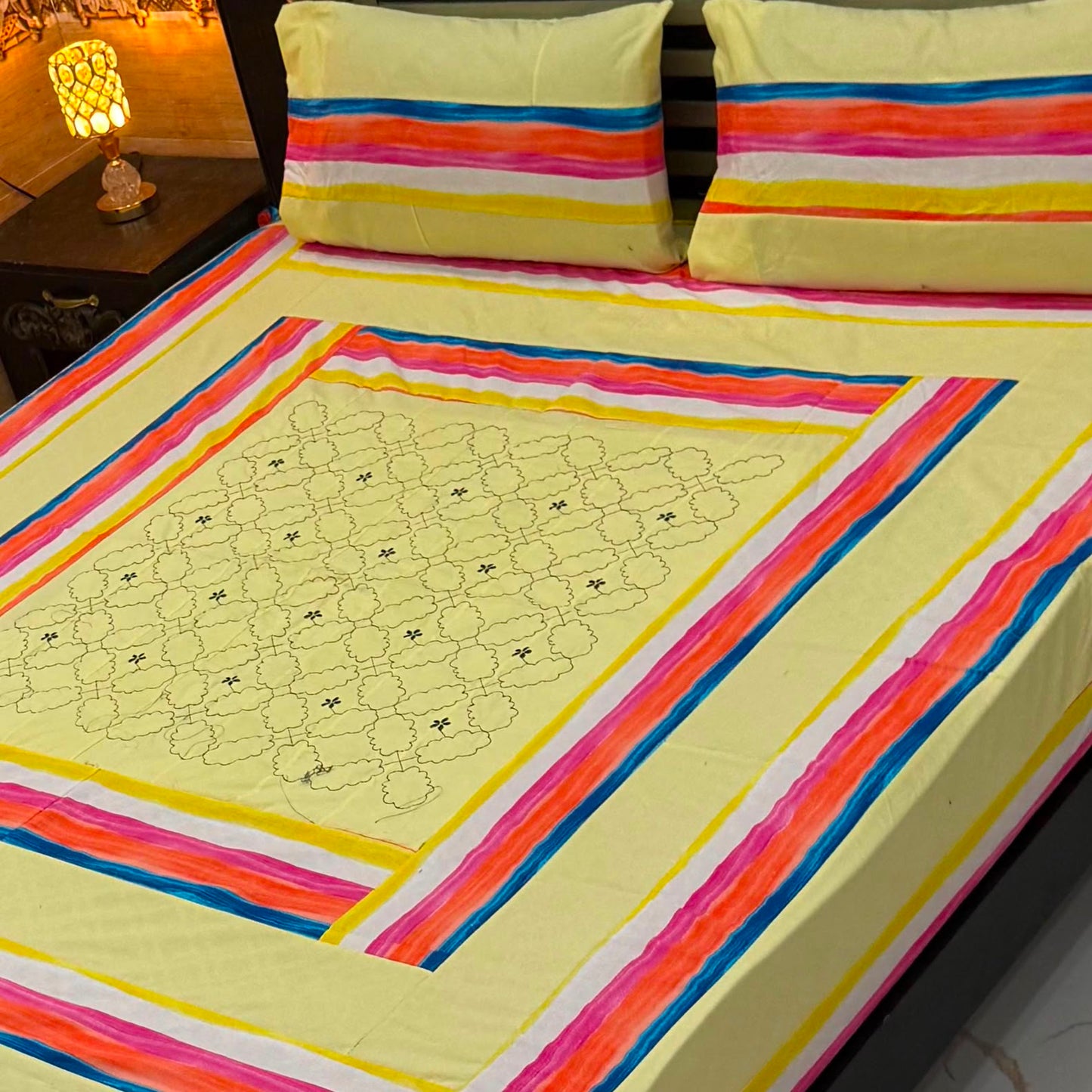 Premium Patch Work Cotton Bedsheets – King Size Online Pakistan