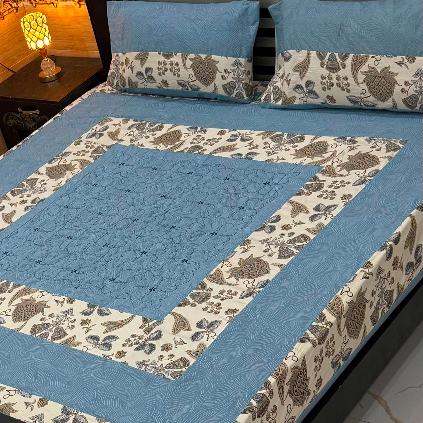 Premium Patch Work Cotton Bedsheets – King Size Online Pakistan