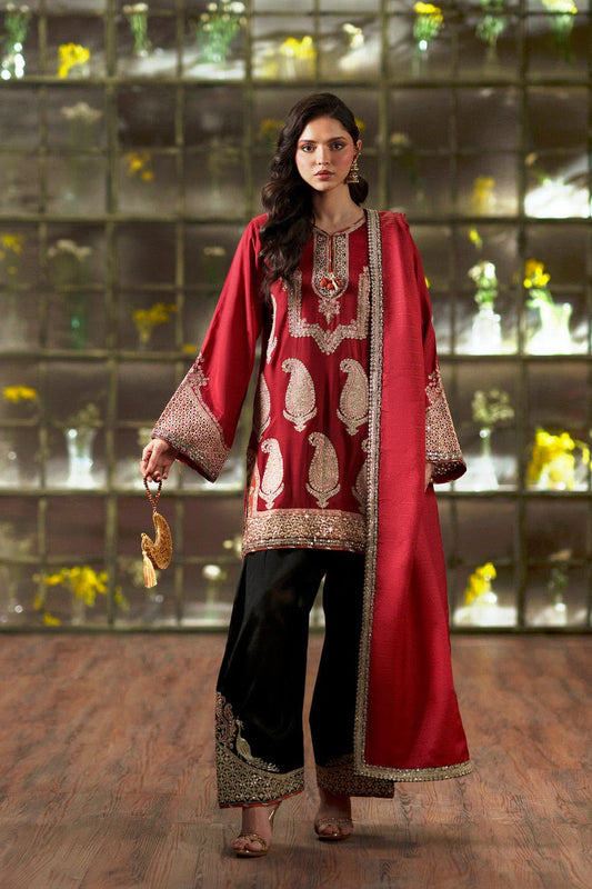 Premium 3 Piece Unstitched Silk Suit – Ethnic Collection 2026 Online Pakistan