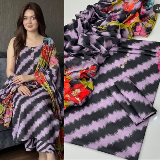 LULUSAR Digital Printed Shamooz Silk Collection – Premium 3 Piece Online Pakistan