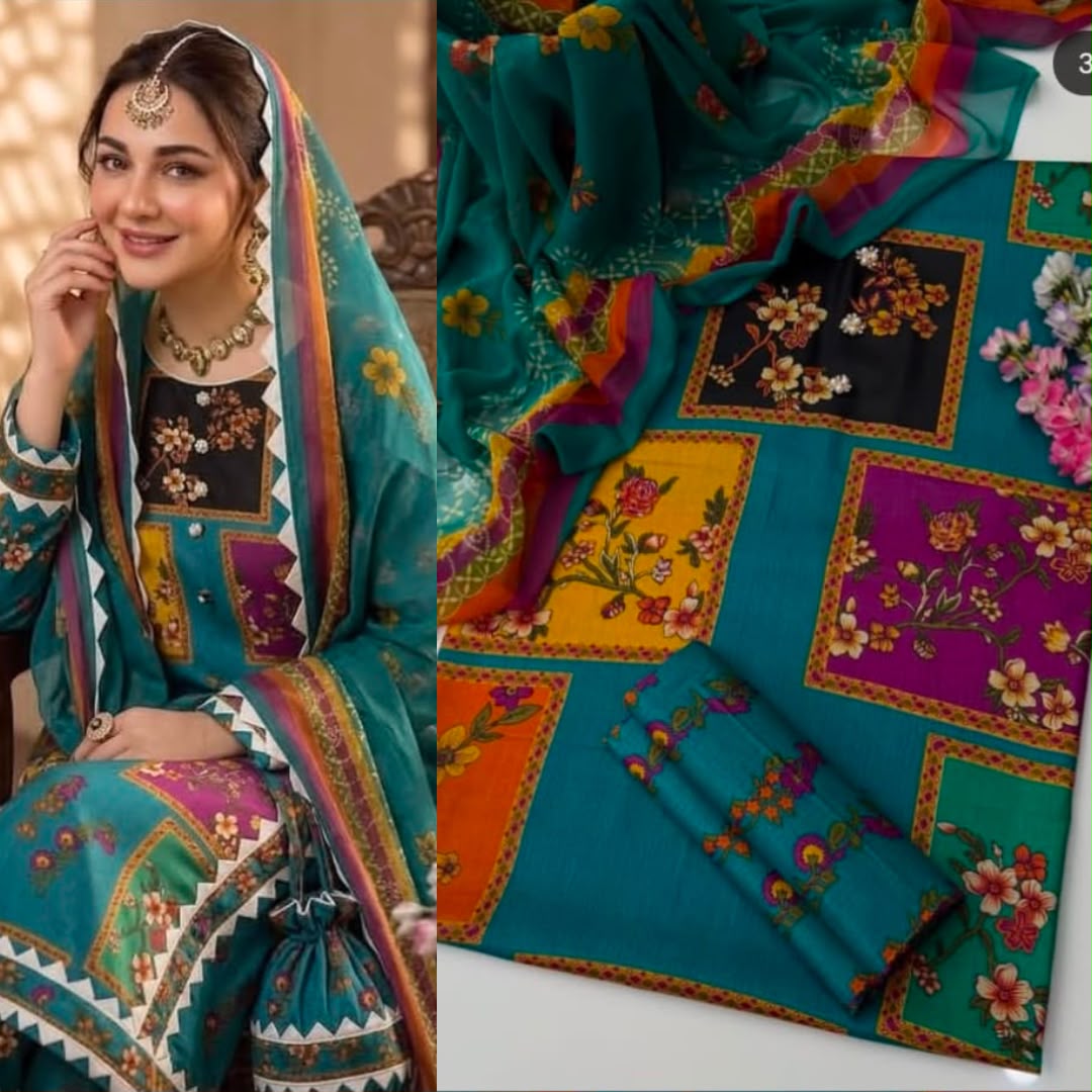 LULUSAR Digital Printed Shamooz Silk Collection – Premium 3 Piece Online Pakistan