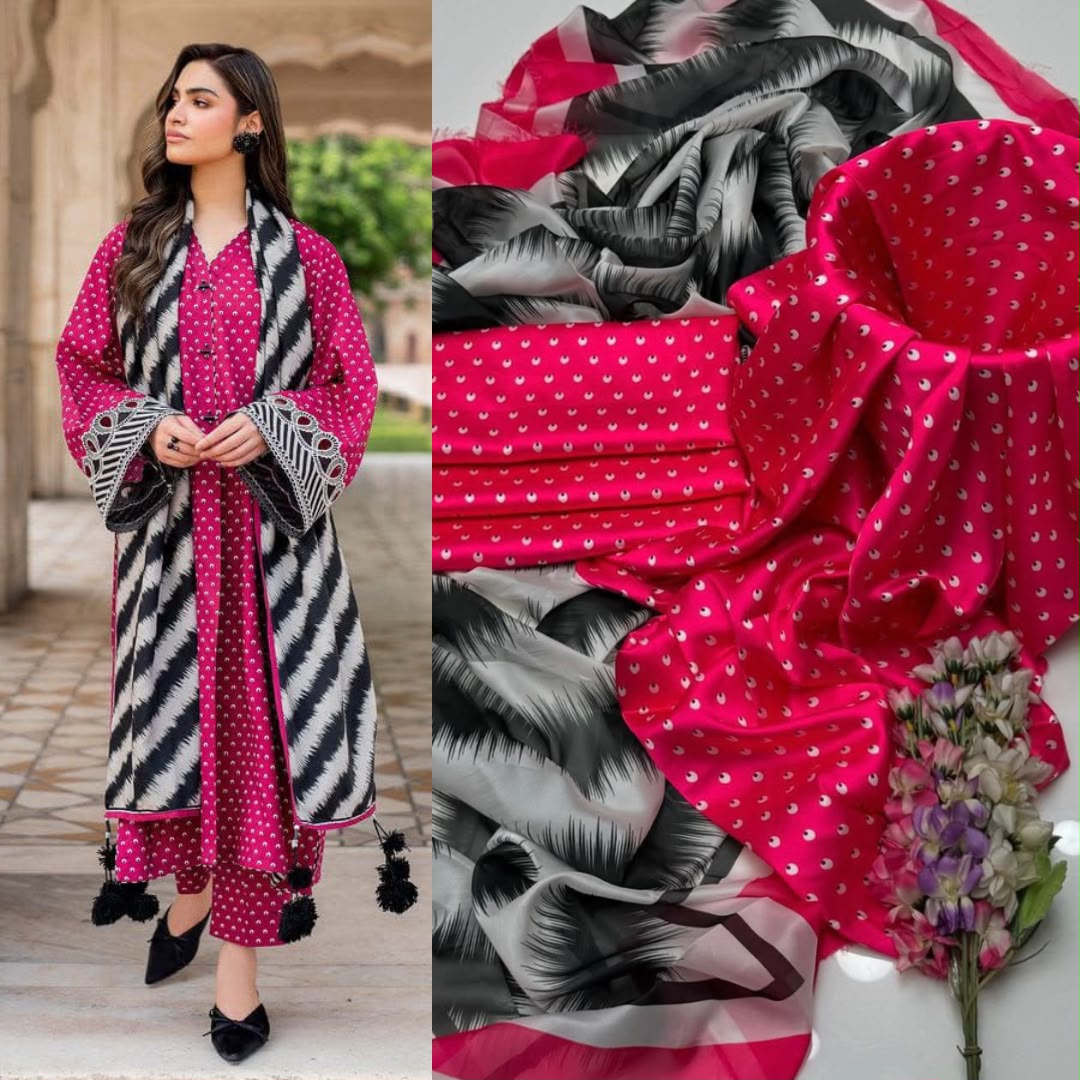 LULUSAR Digital Printed Shamooz Silk Collection – Premium 3 Piece Online Pakistan