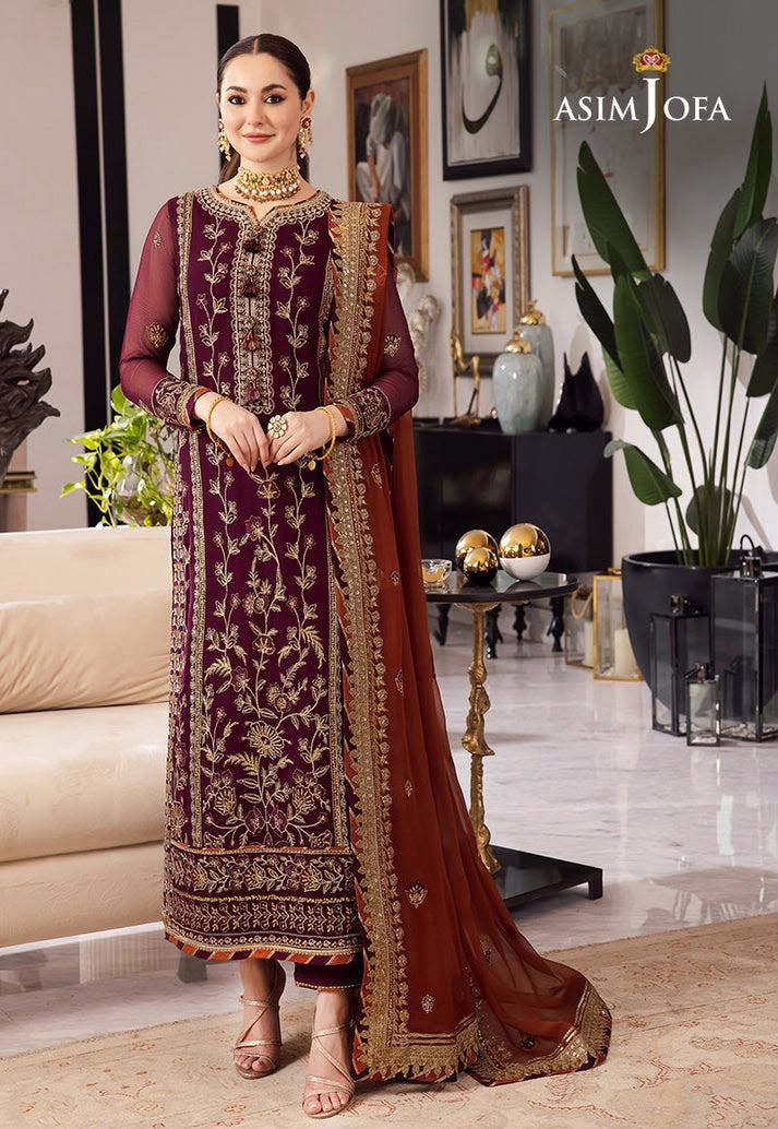 ASIM JOFA RANG E NOOR CHIFFON UNSTITCHED 3PC SUIT