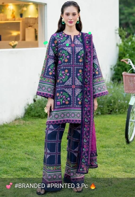 Luxury Digital Printed Shamooz Silk 3PC Suit – Unstitched Silk Dress Online Pakistan
