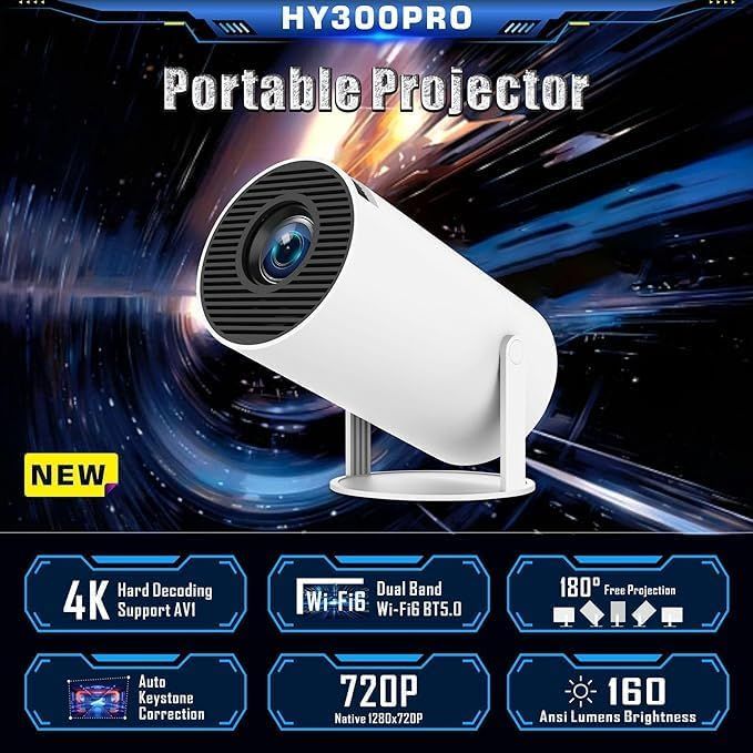 Mini Smart 4K WiFi Bluetooth Projector | Android 11 HD Projector
